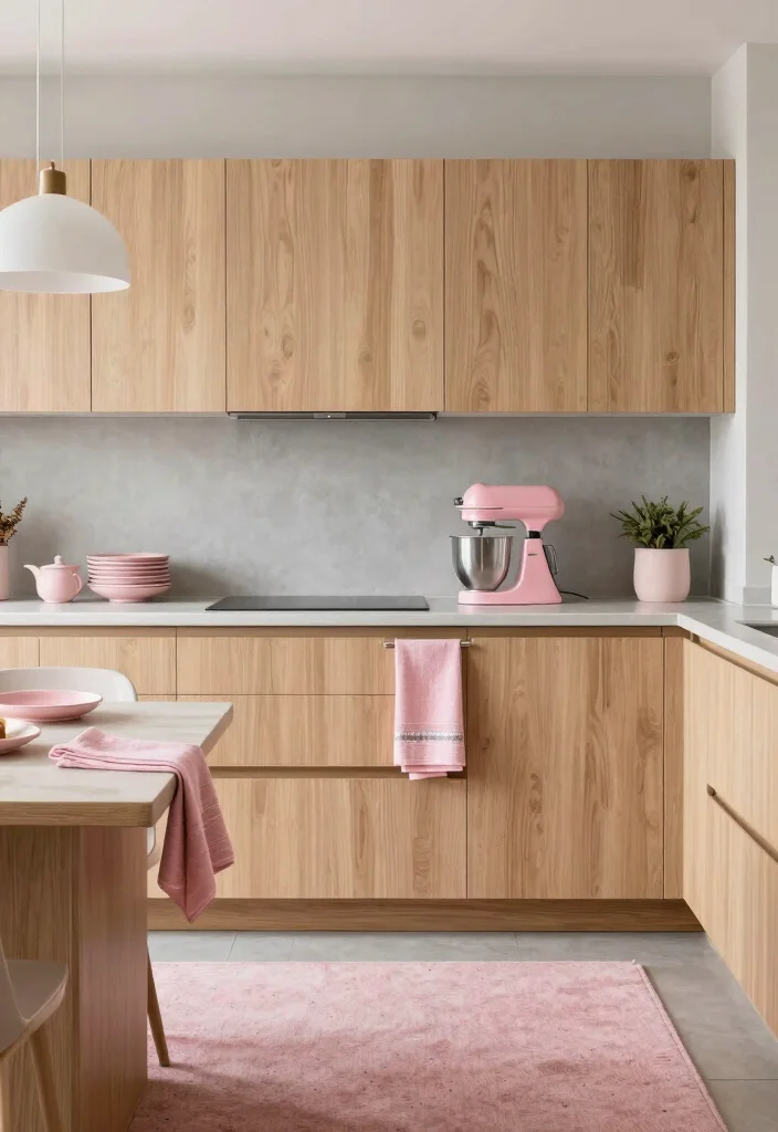 12 Pastel Kitchen Ideas for a Soft Bright Modern Look 2. Soft Pink Accents 0