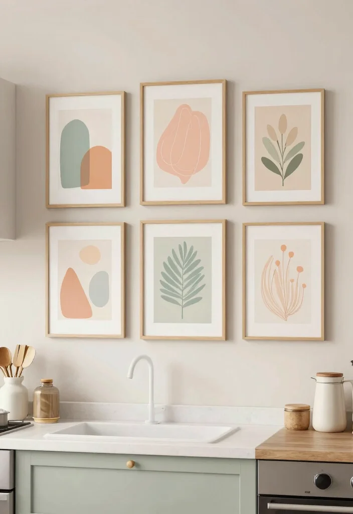 12 Pastel Kitchen Ideas for a Soft Bright Modern Look 8. Playful Pastel Wall Art 0