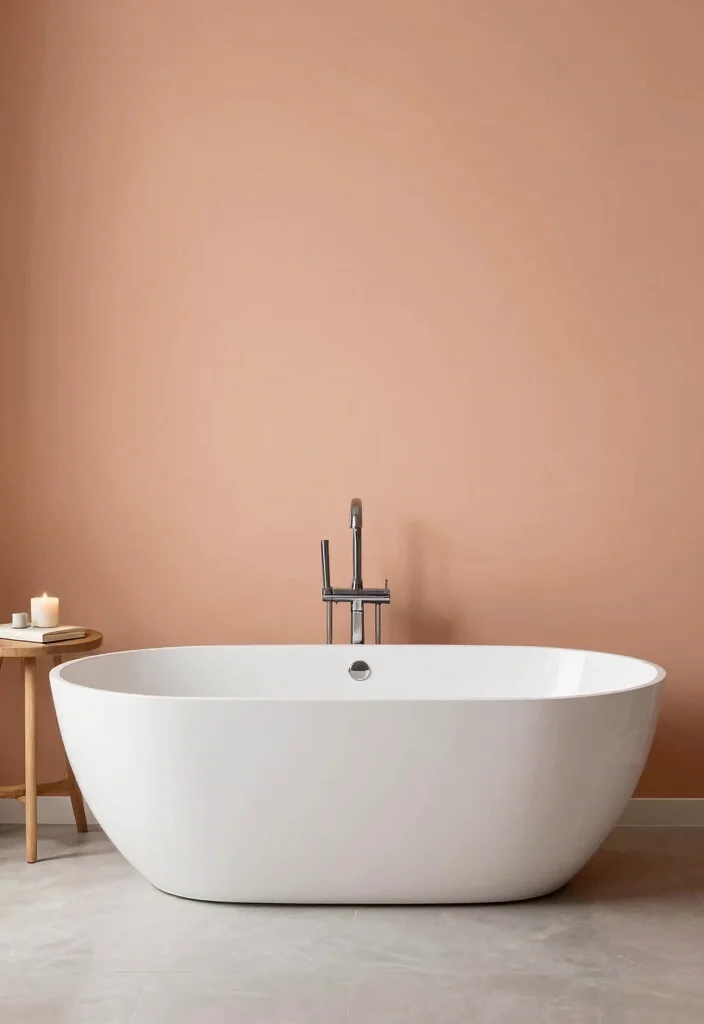 12 Peach Bathroom Ideas for a Soft Warm Modern Aesthetic 11. Modern Bathtub Designs 0
