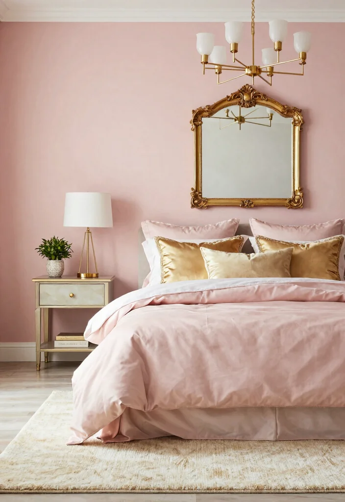 12 Pink Bedroom Ideas for Adults with a Modern Aesthetic 1. Blush and Gold Glam 0