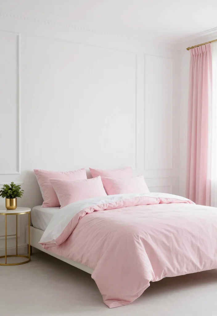 12 Pink Bedroom Ideas for Adults with a Modern Aesthetic 12. Elegant Pink and White Balance 0
