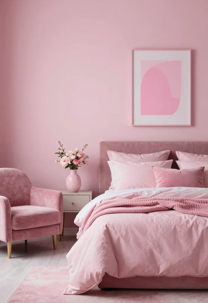 12 Pink Bedroom Ideas for Adults with a Modern Aesthetic 2. Monochrome Pink Palette 0