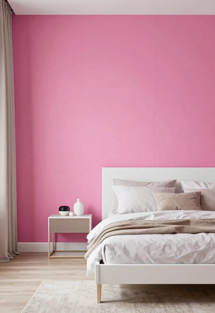 12 Pink Bedroom Ideas for Adults with a Modern Aesthetic 5. Bold Pink Statement Wall 0