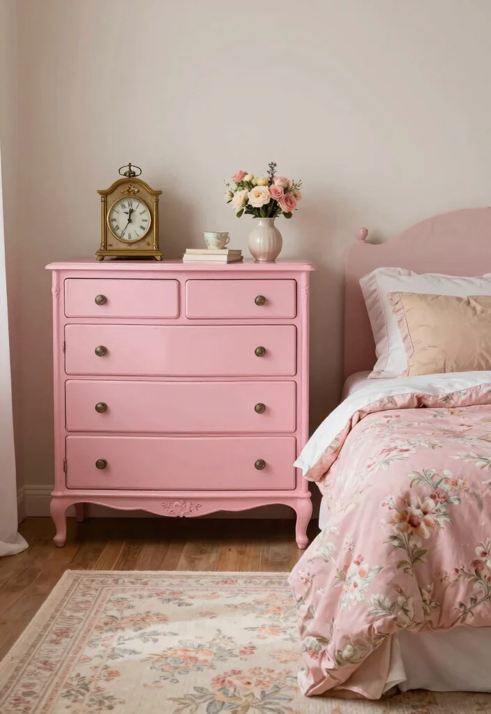 12 Pink Bedroom Ideas for Adults with a Modern Aesthetic 6. Vintage Pink Touches 0
