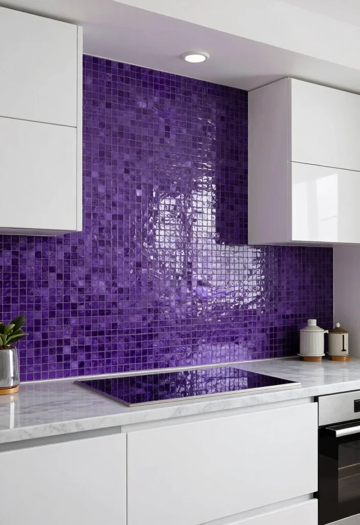 12 Purple Kitchen Ideas for a Bold Creative Space 3. Bold Purple Backsplash 0