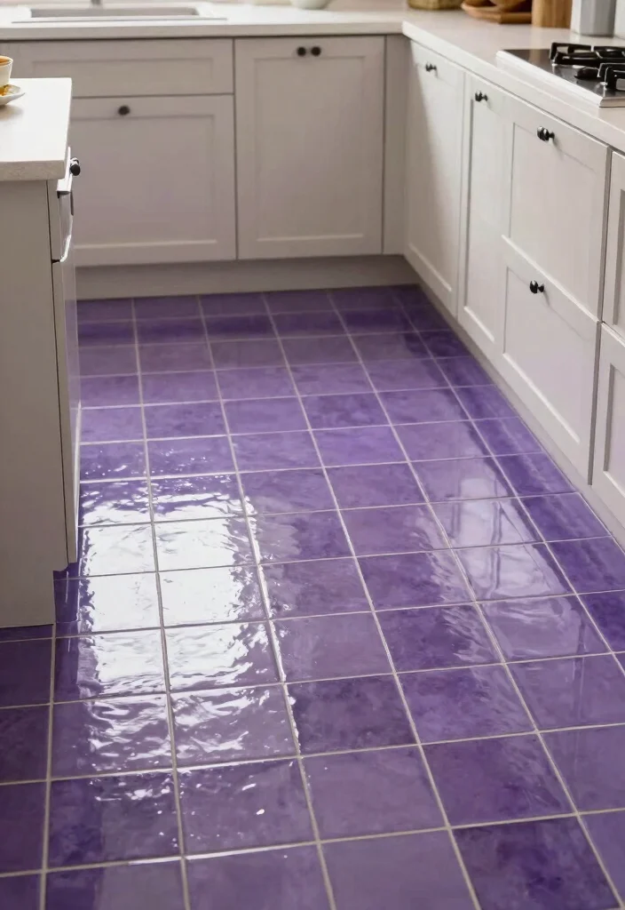 12 Purple Kitchen Ideas for a Bold Creative Space 9. Purple Tile Flooring 0
