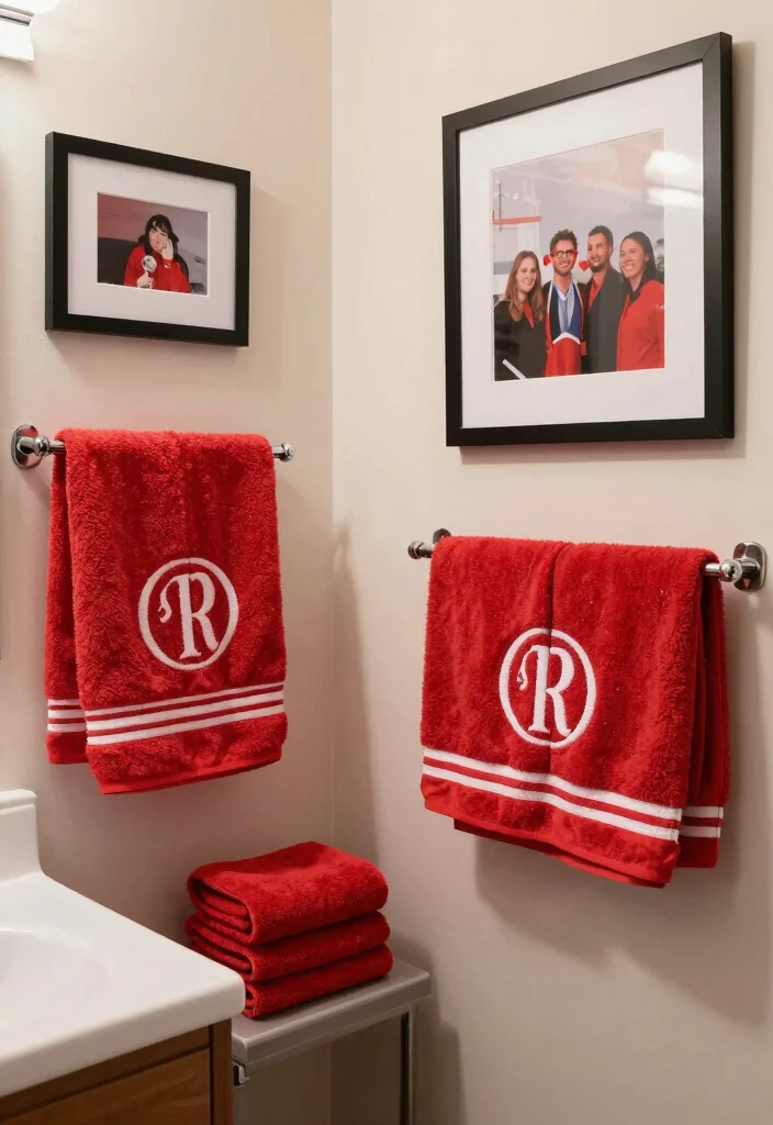 12 Red Bathroom Ideas for Bold Confident Interior Style 12. Personalized Red Decor 0