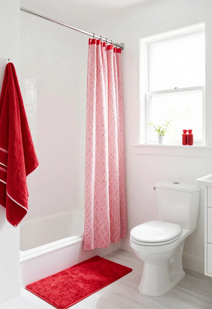 12 Red Bathroom Ideas for Bold Confident Interior Style 3. Red and White Color Combo 0
