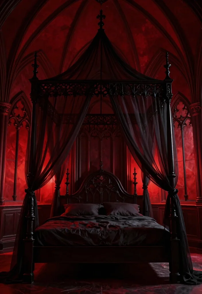 12 Red and Black Bedroom Ideas for Bold Dramatic Interiors 10. Gothic Elements 0