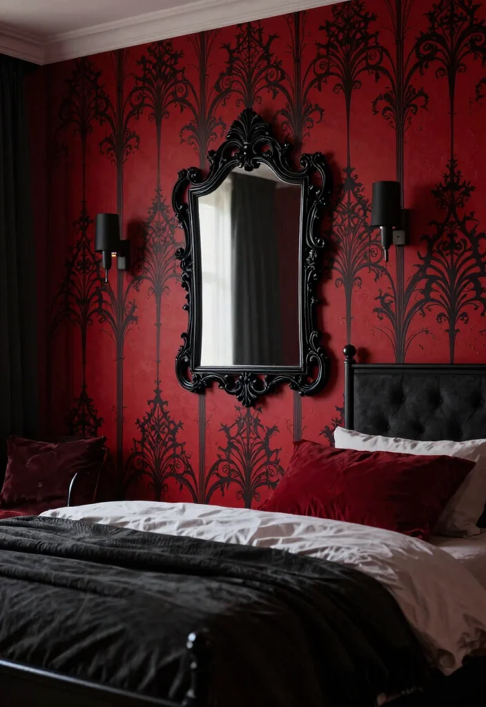 12 Red and Black Bedroom Ideas for Bold Dramatic Interiors 2. Bold Accent Walls 0