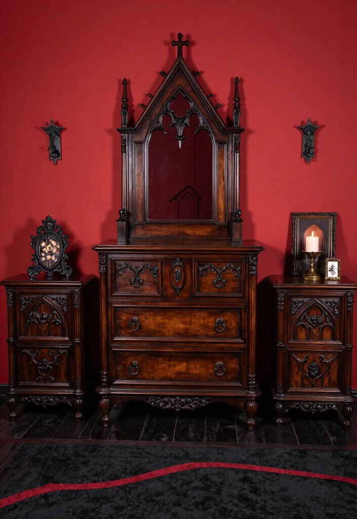 12 Red and Black Bedroom Ideas for Bold Dramatic Interiors 6. Dark Wood Accents 0