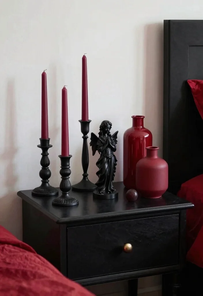 12 Red and Black Bedroom Ideas for Bold Dramatic Interiors 8. Eclectic Accessories 0