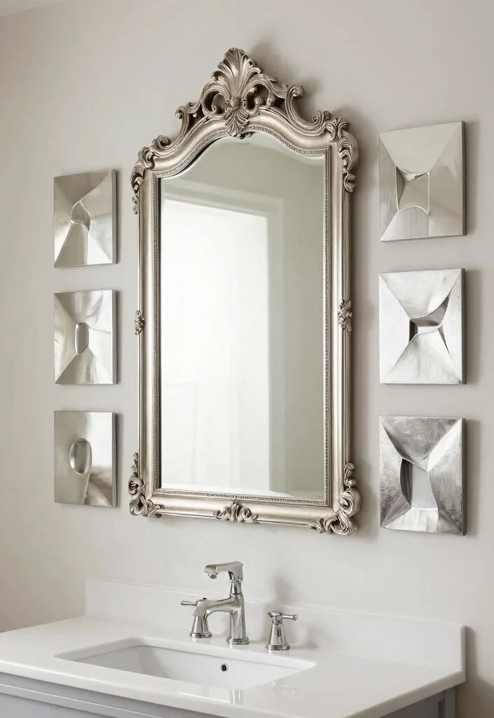 12 Silver Bathroom Decor Ideas with Elegant Modern Touch 1 12 Silver Bathroom Decor Ideas with Elegant Modern Touch 1. Reflective Silver Wall Art 0