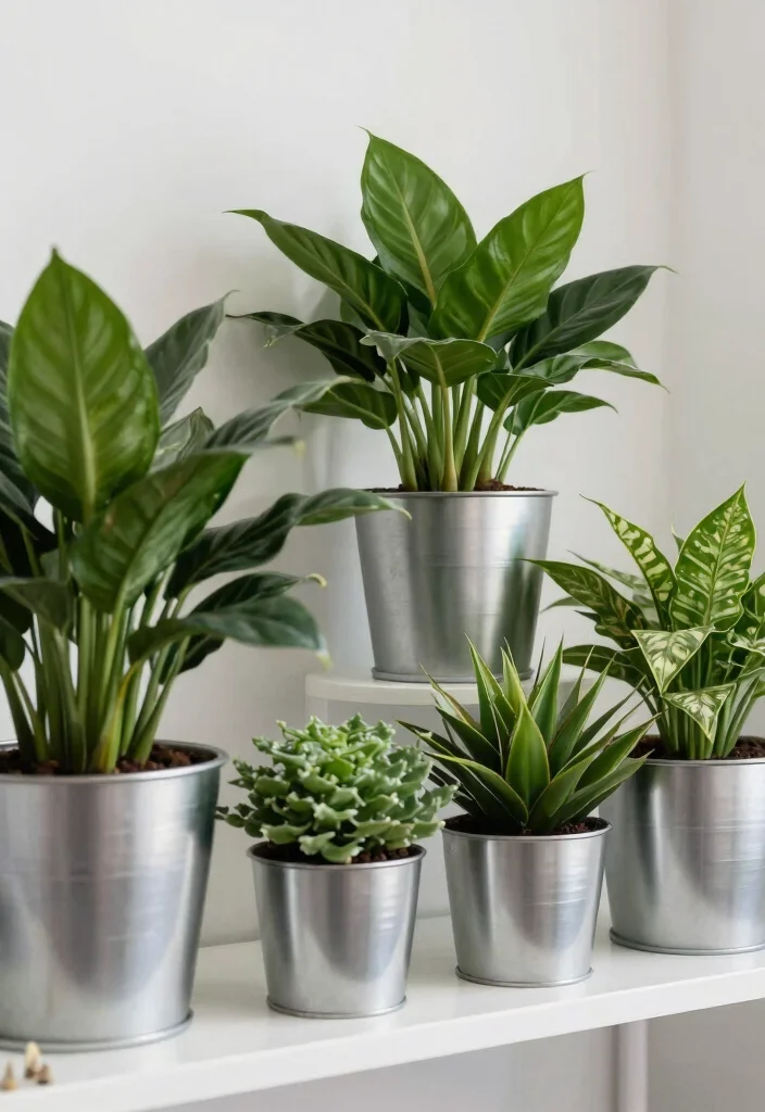 12 Silver Bathroom Decor Ideas with Elegant Modern Touch 51 12 Silver Bathroom Decor Ideas with Elegant Modern Touch 11. Silver Plant Pots for Greenery 0