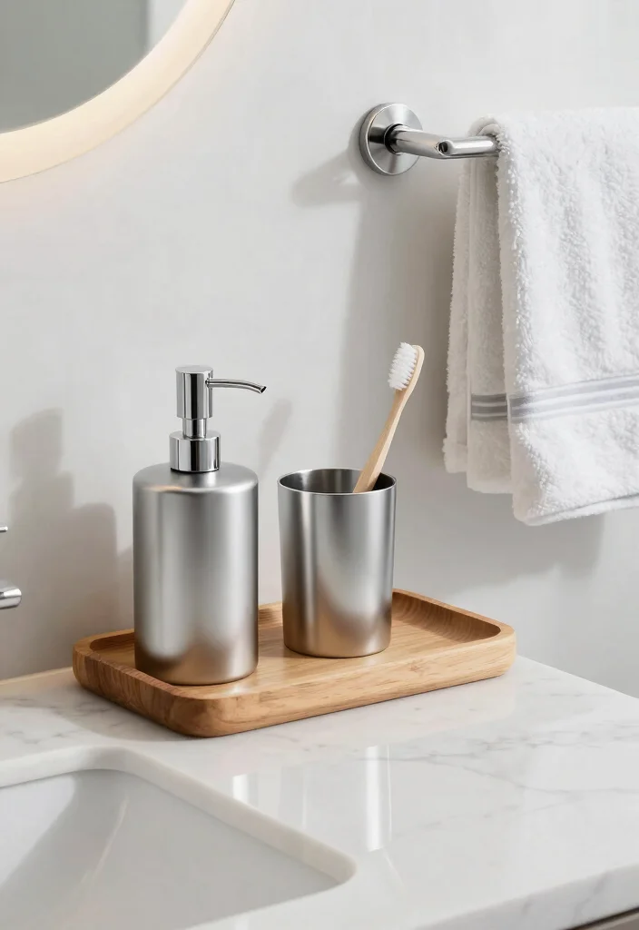 12 Silver Bathroom Decor Ideas with Elegant Modern Touch 12 12 Silver Bathroom Decor Ideas with Elegant Modern Touch 2. Sleek Silver Bathroom Accessories 0