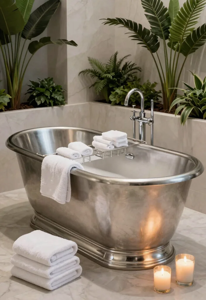 12 Silver Bathroom Decor Ideas with Elegant Modern Touch 24 12 Silver Bathroom Decor Ideas with Elegant Modern Touch 4. Luxurious Silver Bathtub 0