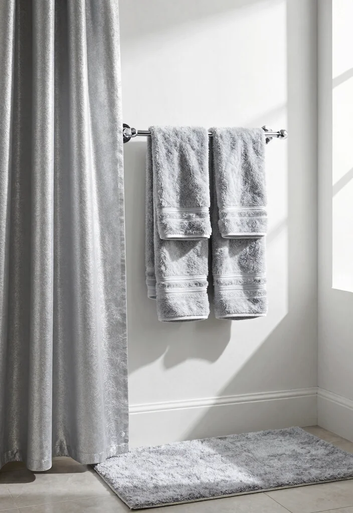 12 Silver Bathroom Decor Ideas with Elegant Modern Touch 35 12 Silver Bathroom Decor Ideas with Elegant Modern Touch 5. Elegant Silver Textiles 0