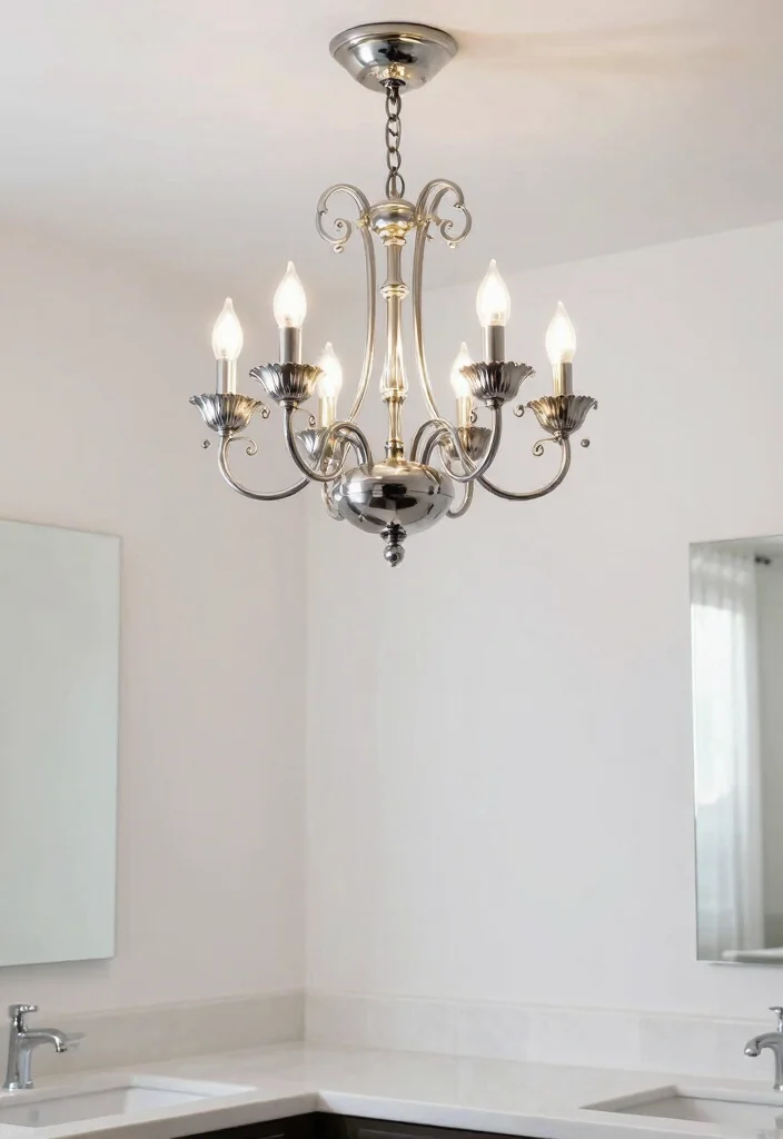 12 Silver Bathroom Decor Ideas with Elegant Modern Touch 36 12 Silver Bathroom Decor Ideas with Elegant Modern Touch 6. Statement Silver Lighting Fixtures 0