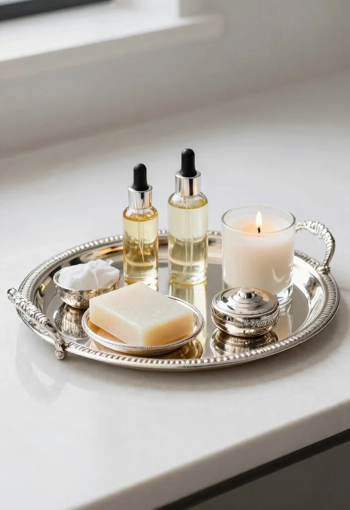 12 Silver Bathroom Decor Ideas with Elegant Modern Touch 38 12 Silver Bathroom Decor Ideas with Elegant Modern Touch 8. Silver Decorative Trays 0