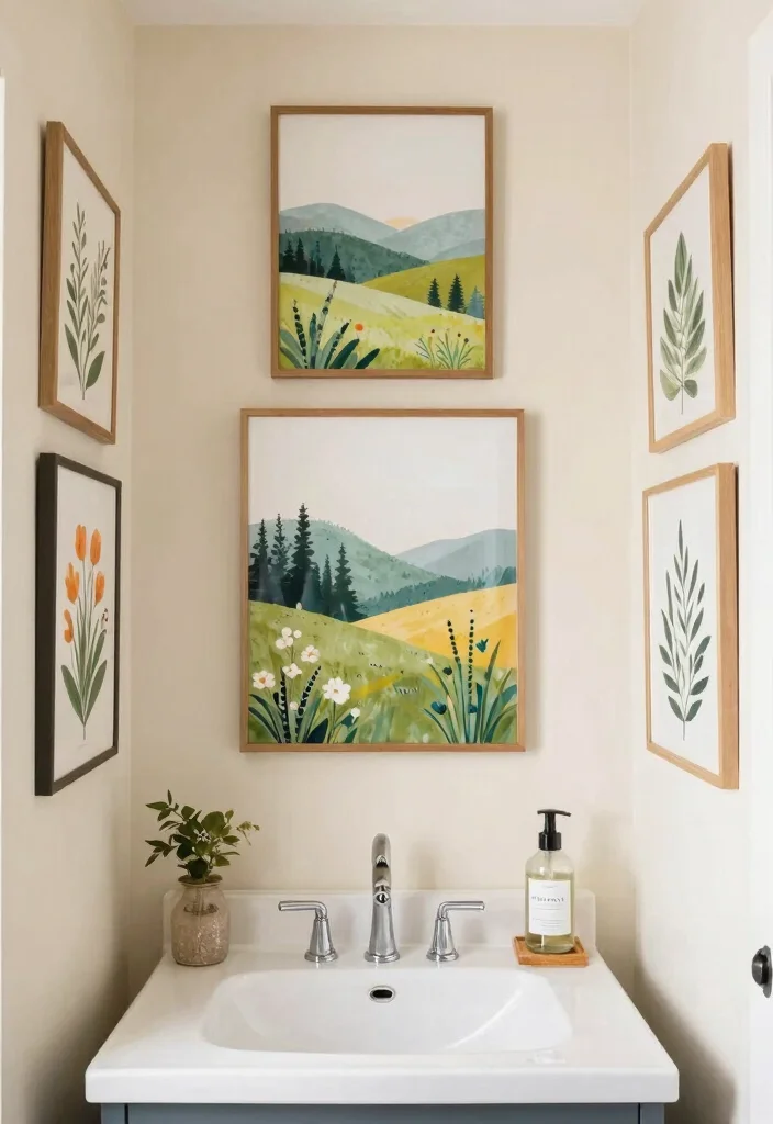 12 Small Apartment Bathroom Ideas Designed for Tight Spaces 11. Use of Wall Art 0