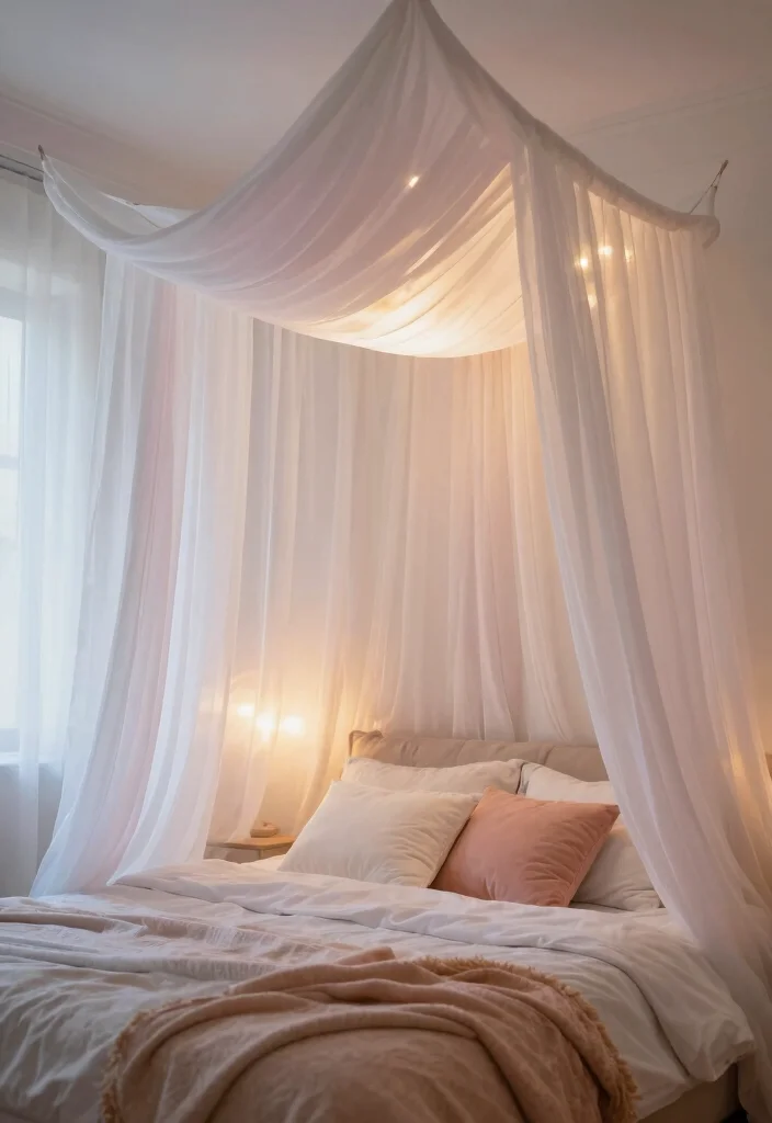 12 Small Bedroom Ideas for Women with Soft Stylish Details 38 12 Small Bedroom Ideas for Women with Soft Stylish Details 8. Drape the Ceiling 0