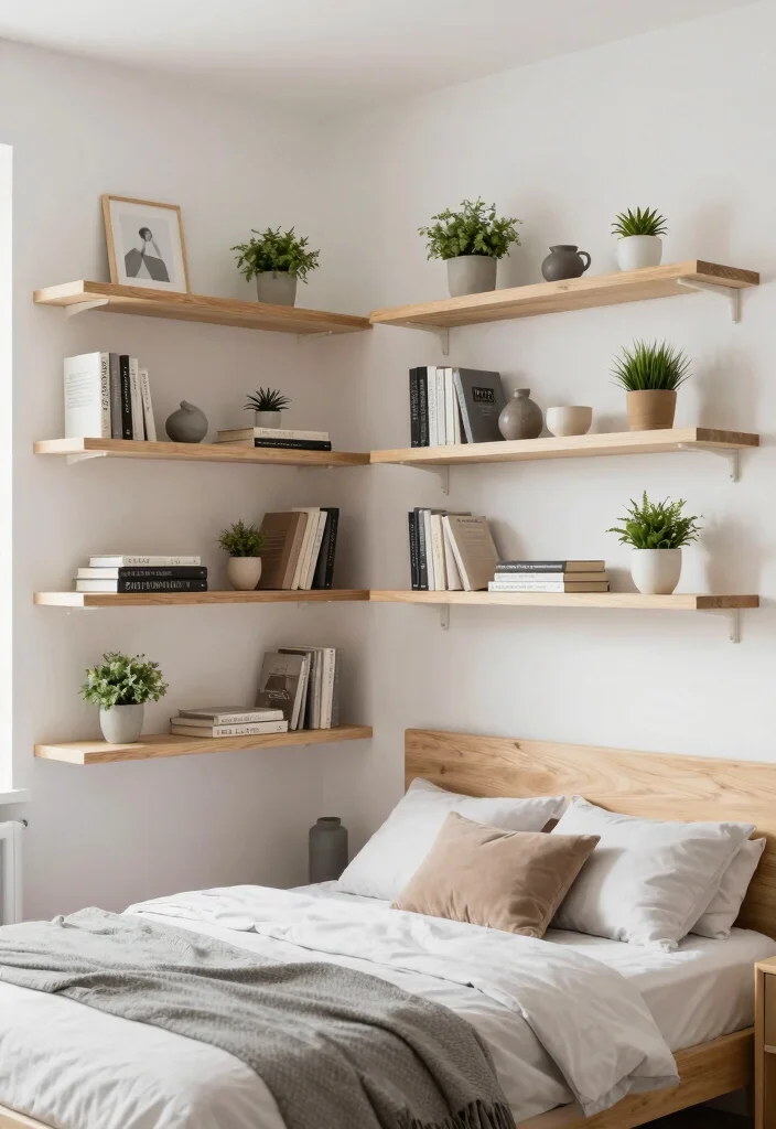 12 Small Space Mens Bedroom Ideas with Smart Layouts 2. Open Shelving for Display 0