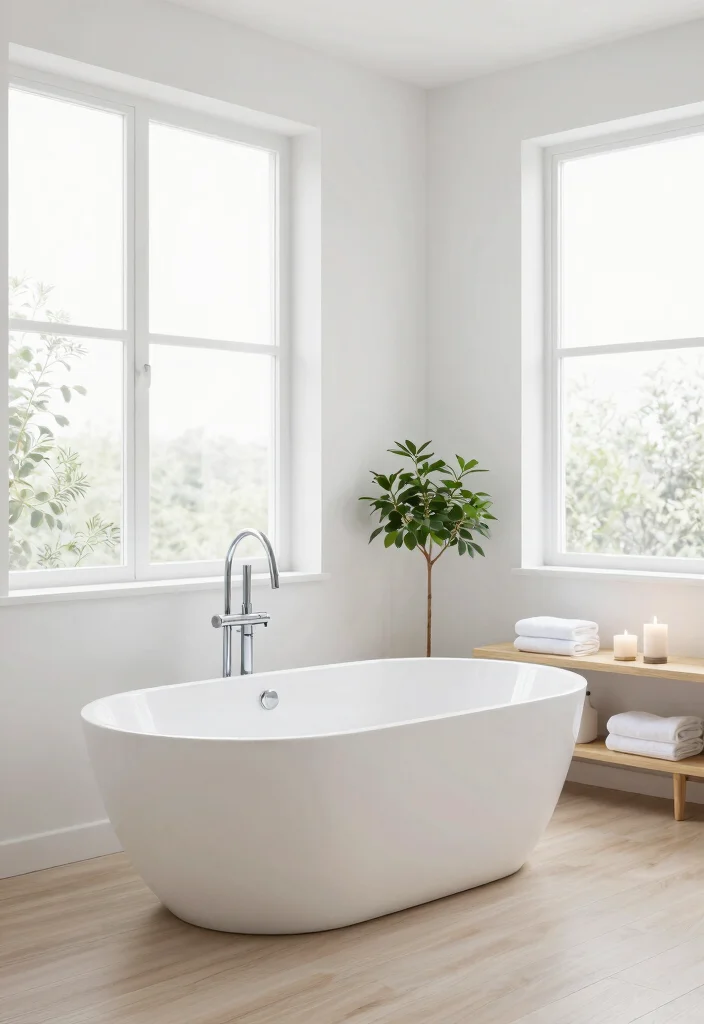 12 Soaker Tub Bathroom Ideas for Deep Relaxing Baths 1. Minimalist Chic 0