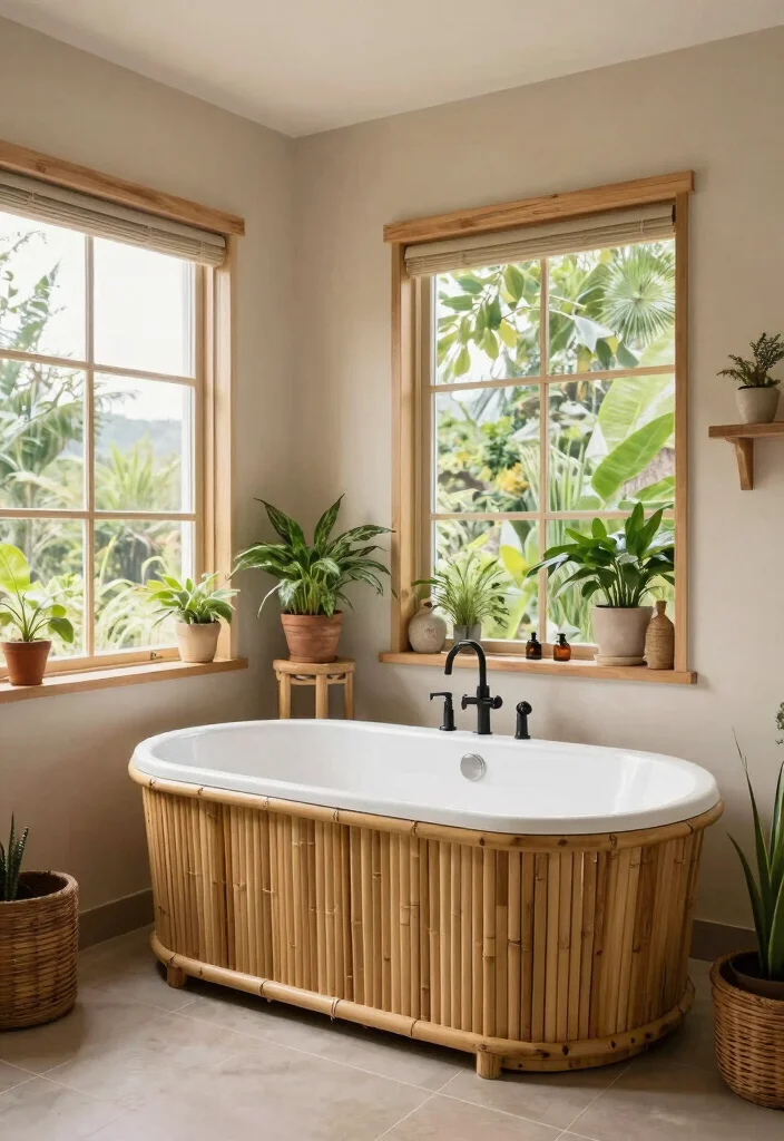 12 Soaker Tub Bathroom Ideas for Deep Relaxing Baths 11. Eco Friendly Oasis 0