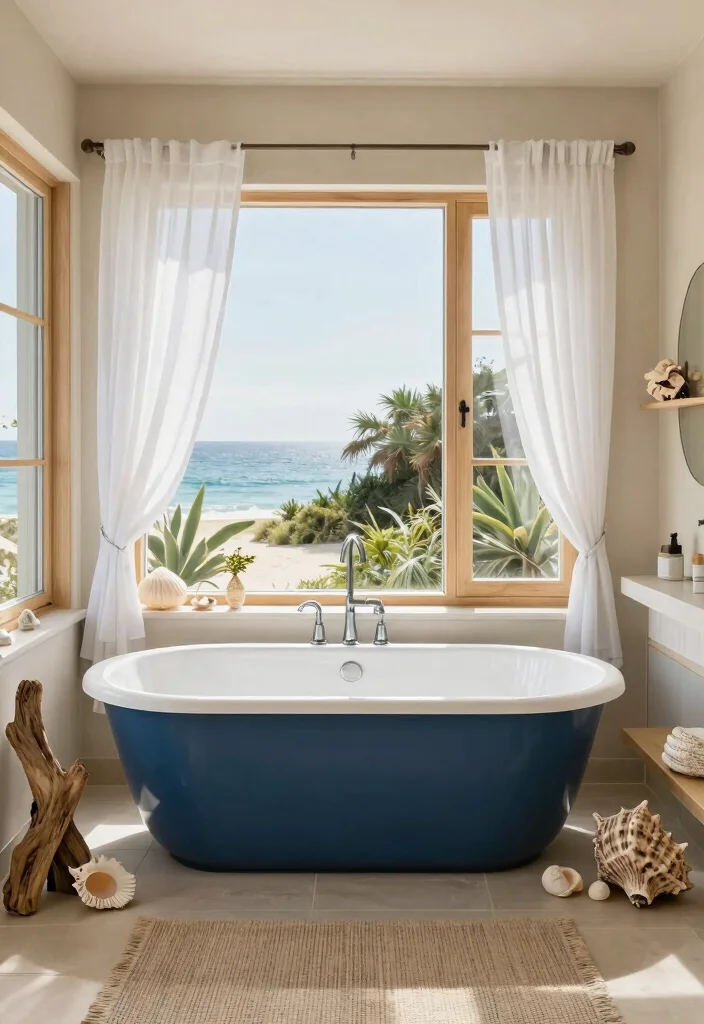 12 Soaker Tub Bathroom Ideas for Deep Relaxing Baths 5. Ocean Inspired Retreat 0