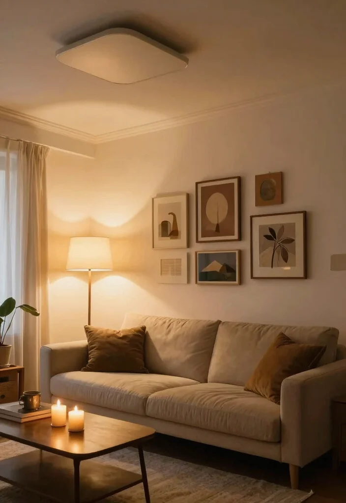 12 Sofa Living Room Ideas for Comfortable Layouts 7. Layered Lighting 0