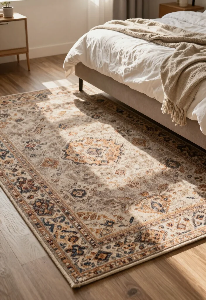 12 Taupe Bedroom Ideas for Soft Neutral Bedroom Styling 4. Layering Neutral Rugs 0