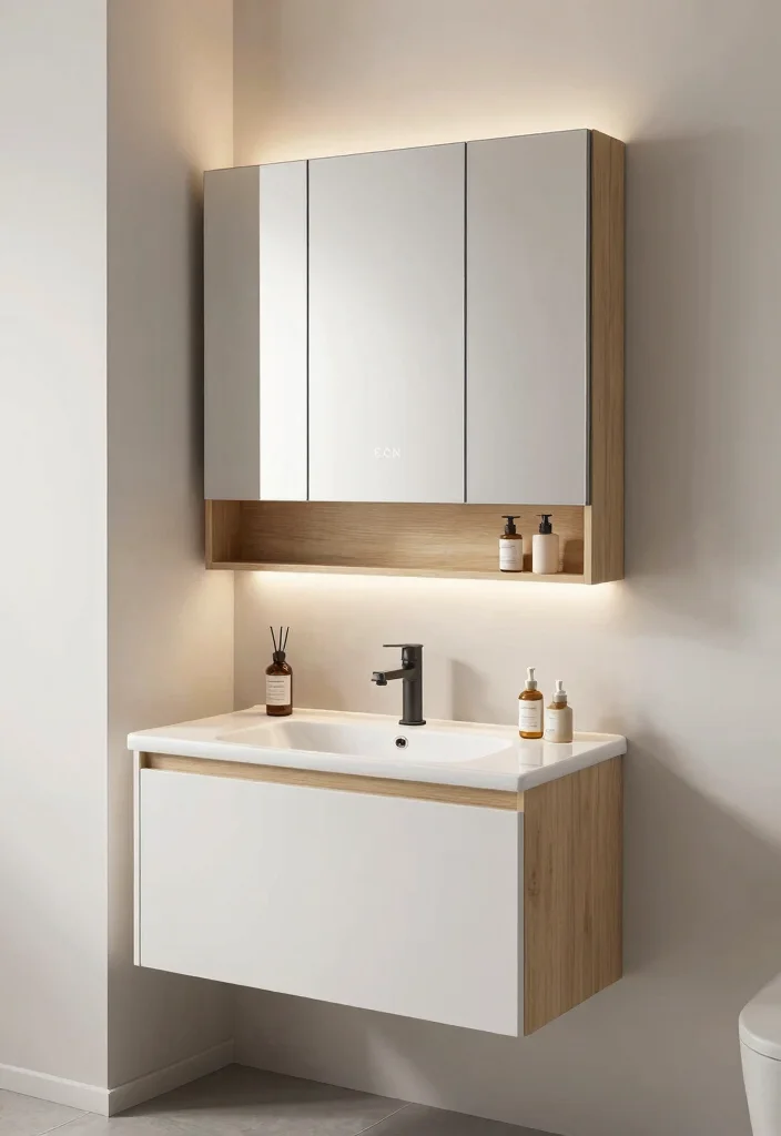 12 Vanity Mirror Ideas for a Polished Bathroom Look 5. Mirrored Cabinets for Double Duty 0