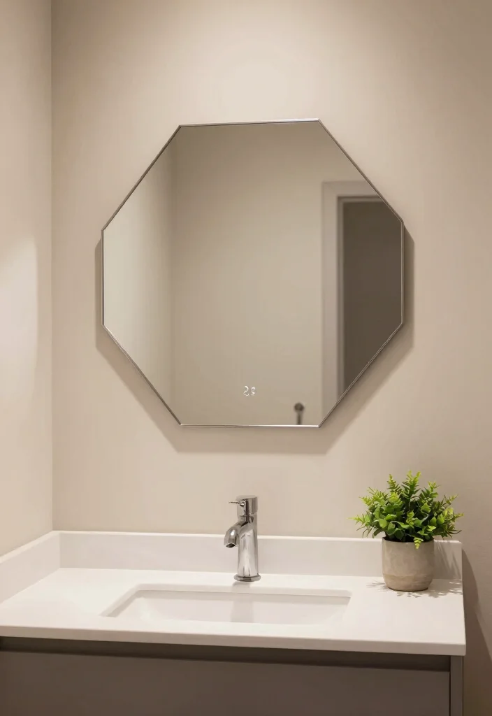 12 Vanity Mirror Ideas for a Polished Bathroom Look 7. Geometric Shapes for a Trendy Twist 0