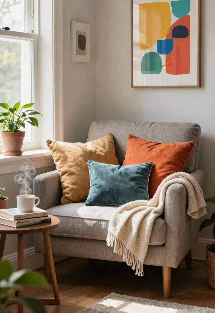 12 Vibrant Living Room Ideas with Colorful Personality 12. Cozy Nooks for Relaxation 0