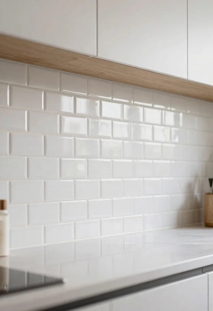 12 White Cabinet Backsplash Ideas for a Polished Finish 1. Glossy White Subway Tiles 0