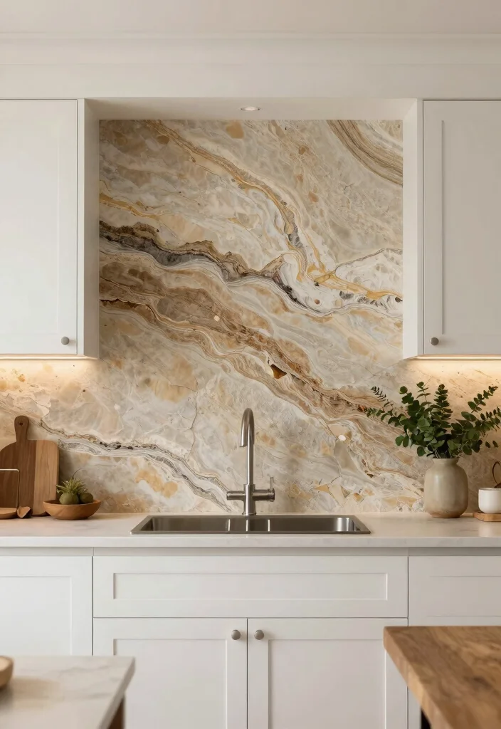 12 White Cabinet Backsplash Ideas for a Polished Finish 10. Natural Stone 0
