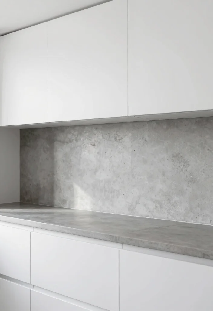 12 White Cabinet Backsplash Ideas for a Polished Finish 11. Concrete Backsplash 0