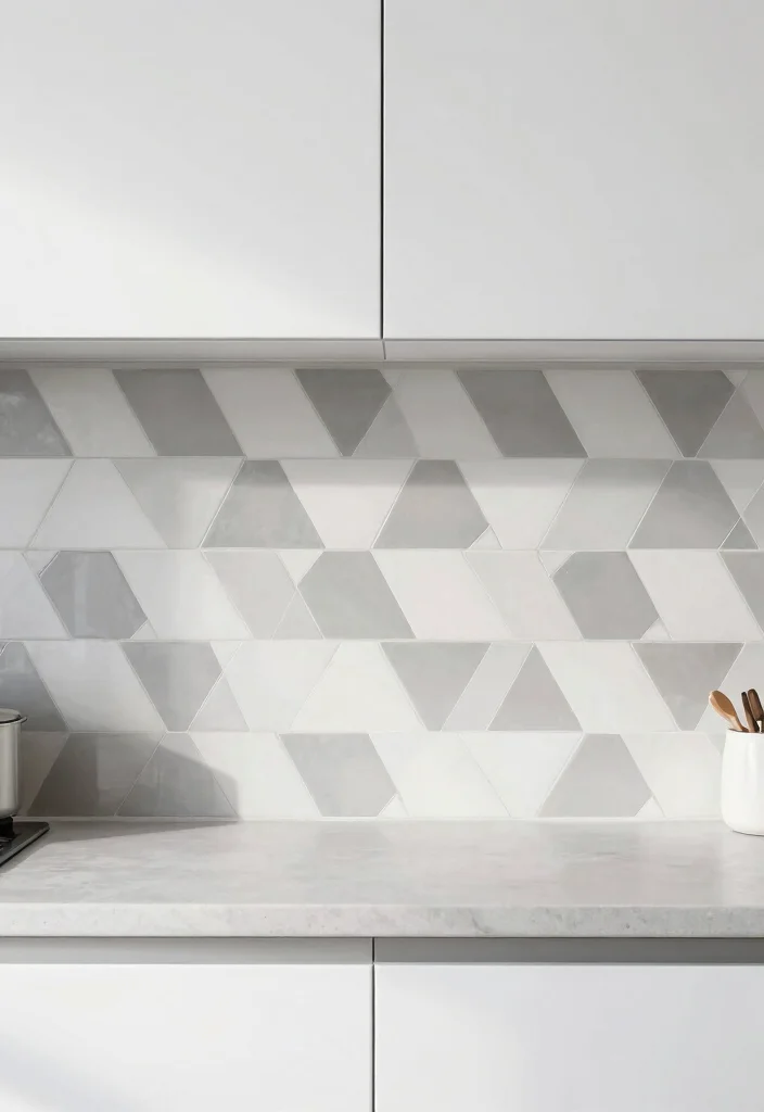 12 White Cabinet Backsplash Ideas for a Polished Finish 4. Geometric Tiles 0