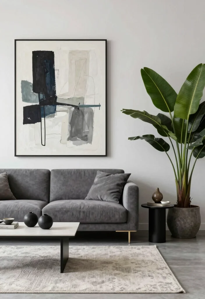 12 White Wall Living Room Ideas for Clean Bright Interiors 11. Play with Scale 0