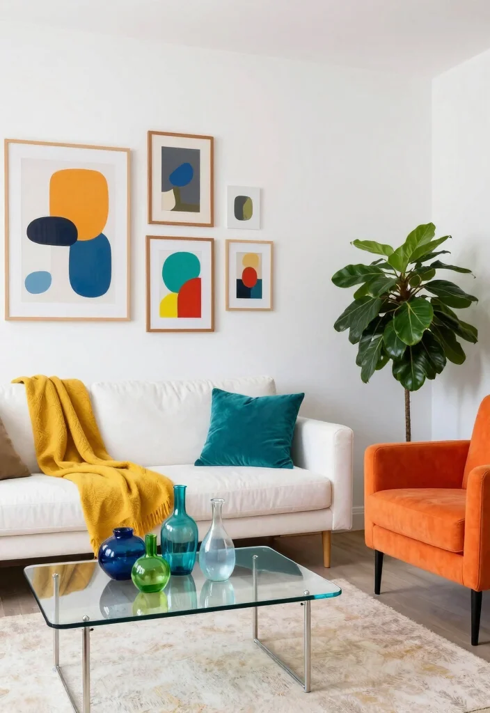 12 White Wall Living Room Ideas for Clean Bright Interiors 2. Introduce Accent Colors 0