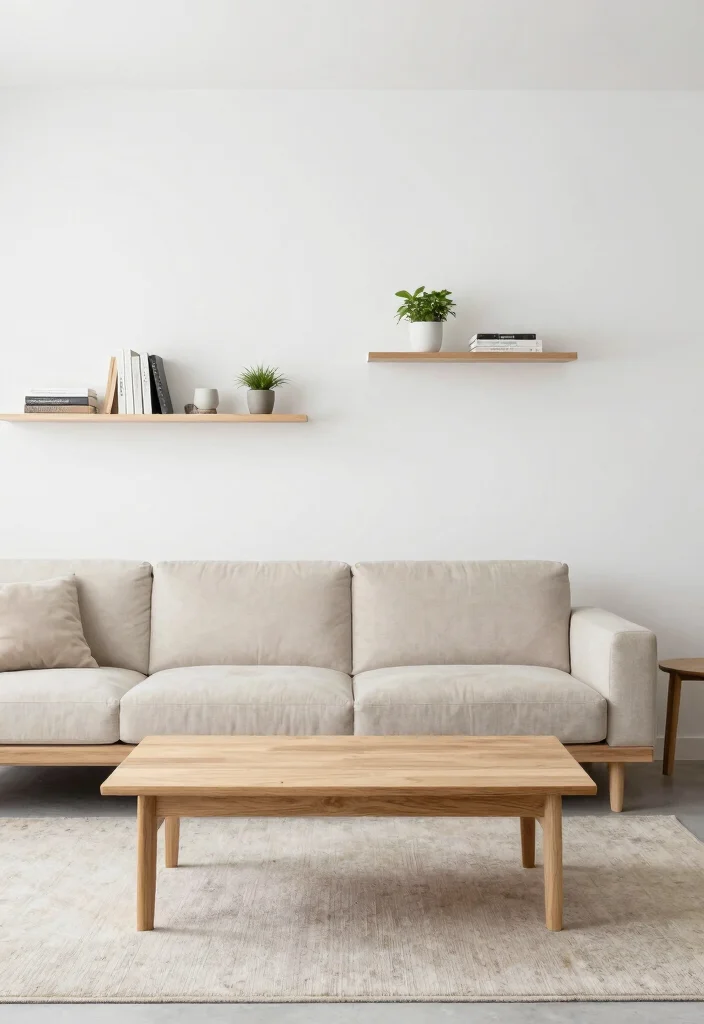 12 White Wall Living Room Ideas for Clean Bright Interiors 3. Minimalist Furniture Choices 0