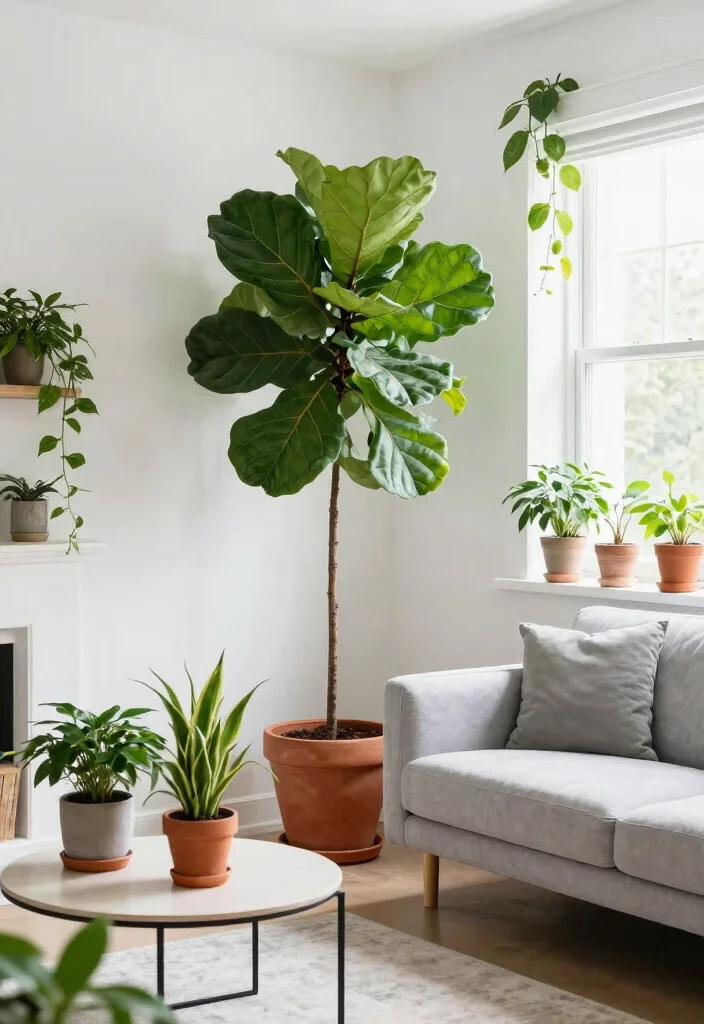 12 White Wall Living Room Ideas for Clean Bright Interiors 5. Incorporate Greenery 0