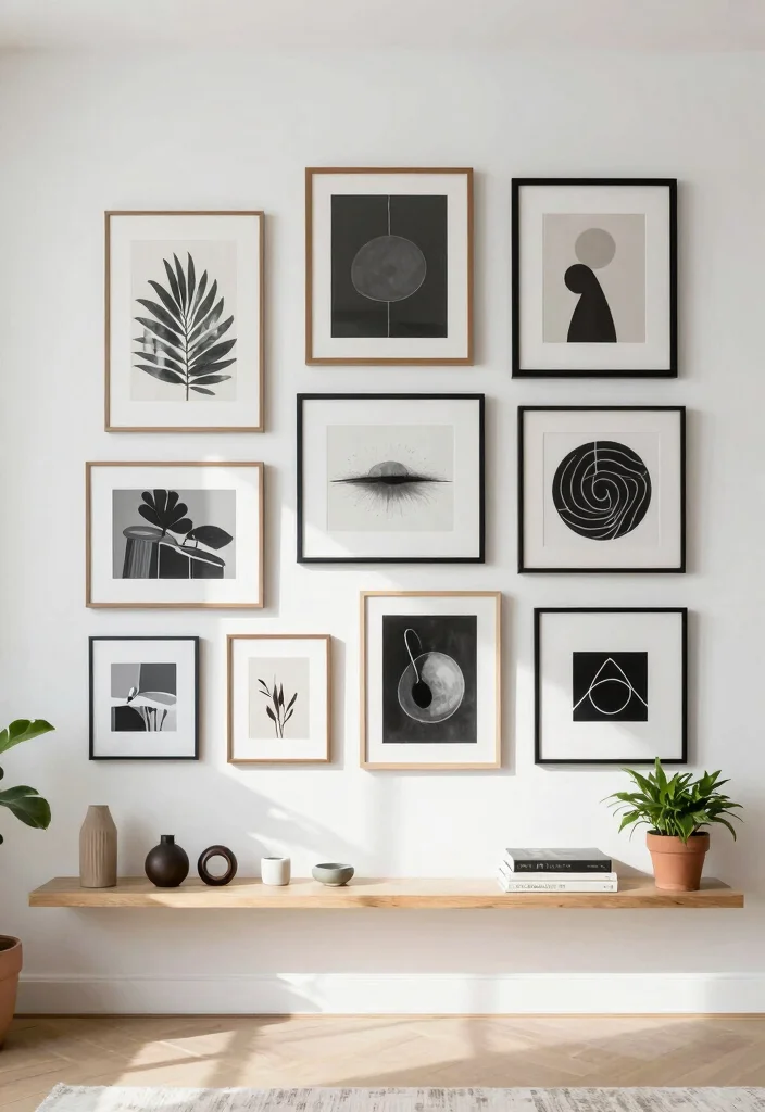 12 White Wall Living Room Ideas for Clean Bright Interiors 6. Wall Art and Gallery Displays 0