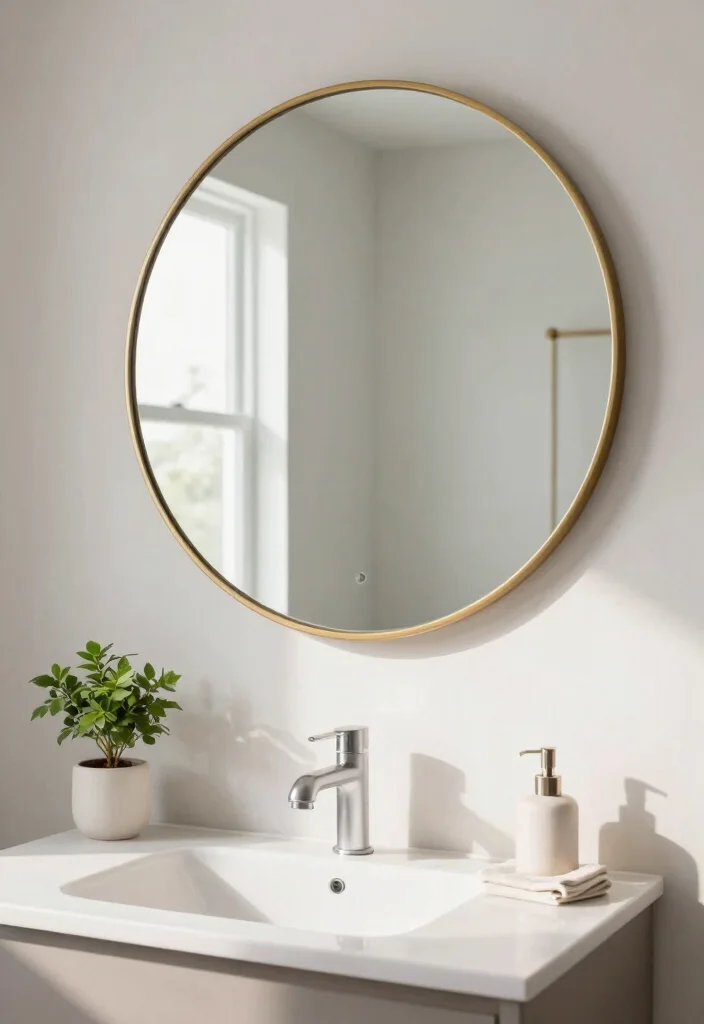 14 Bathroom Mirror Ideas to Visually Open Up Small Spaces 1. Large Round Mirrors 0