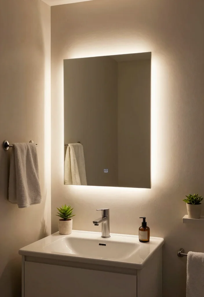14 Bathroom Mirror Ideas to Visually Open Up Small Spaces 8. Backlit Mirrors 0
