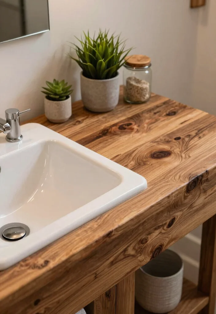 14 Bathroom Sink and Countertop Ideas for a Custom Finish 2. Eco Friendly Reclaimed Wood 0