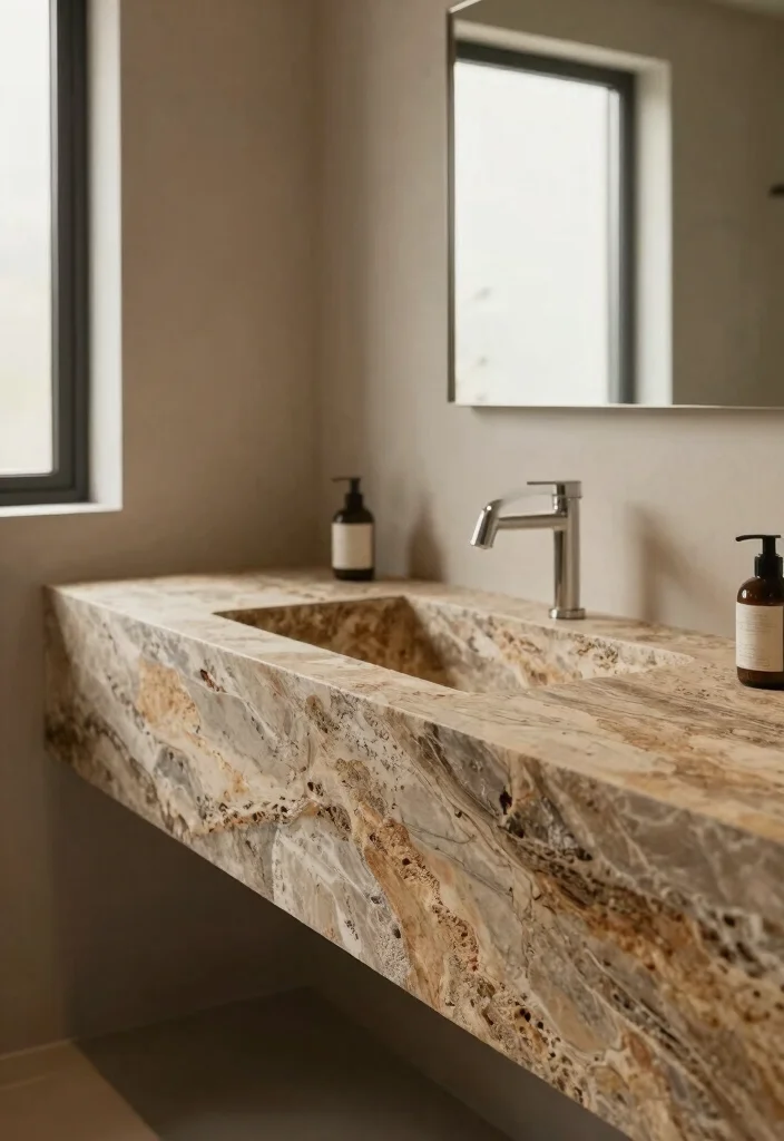 14 Bathroom Sink and Countertop Ideas for a Custom Finish 7. Textured Natural Stone 0