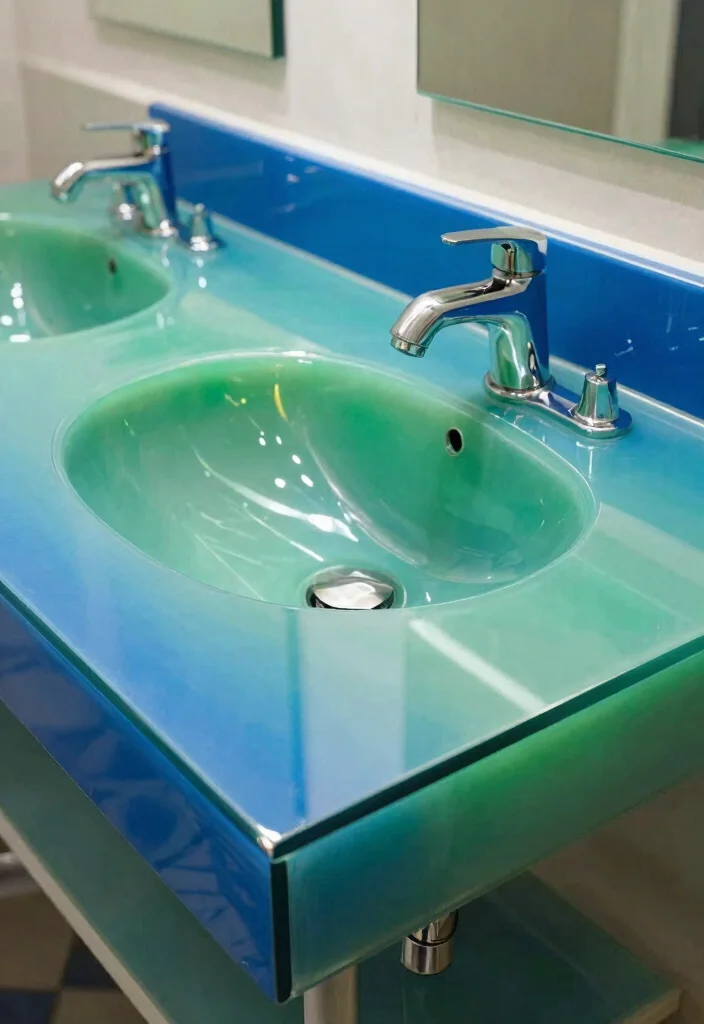 14 Bathroom Sink and Countertop Ideas for a Custom Finish 8. Colorful Glass Countertops 0