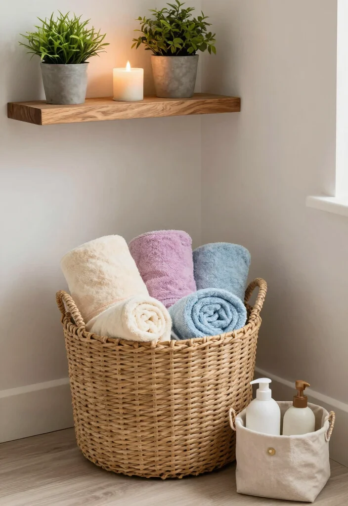 14 Bathroom Towel Storage Ideas for Small and Busy Bathrooms 3. Decorative Baskets for Towel Storage 0