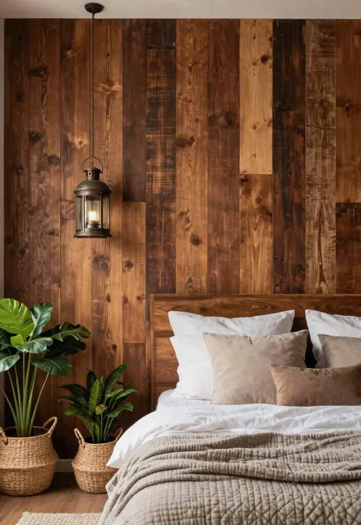 14 Bedroom Panelling Ideas to Add Texture and Depth 1. Reclaimed Wood Charm 0